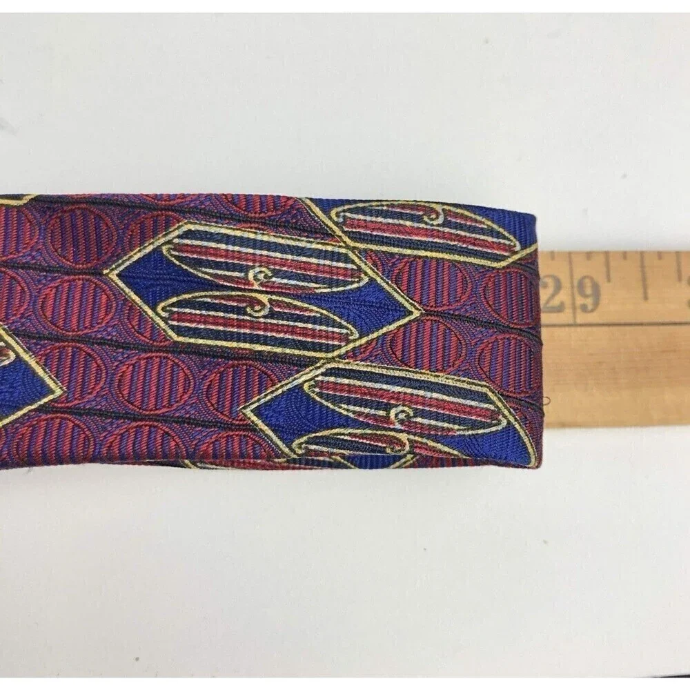 Robert Talbott Best of Class Silk Tie Mens Geometric Crimson Blue Woven Necktie